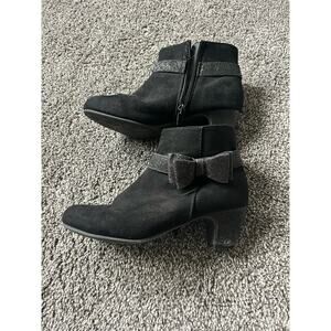 Flowers Black Boots Dress Shoe Mini Heels Girls Size 3 Sparkle Bow Zip